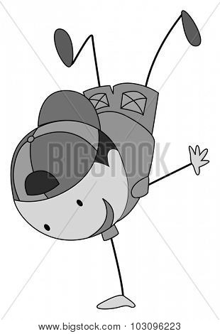 Boy doing one handstanding illustration