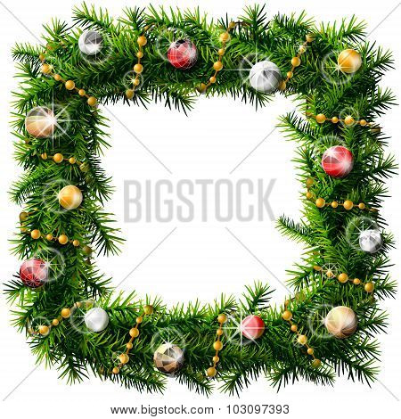 Christmas Square Wreath With Decorative Beads And Balls