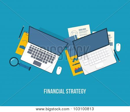 Vector illustration concept of analyzing project, financial report, market research.