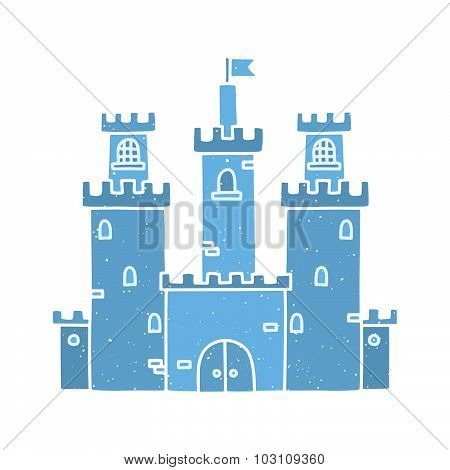 Cartoon castle isolated vector blue