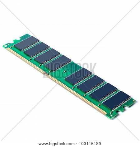 Part Of Pc Memory Module. Isolated On White Background.