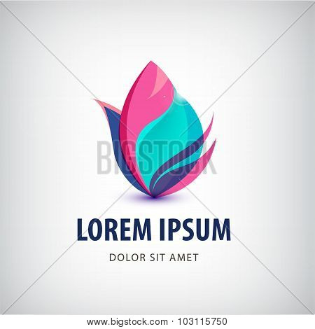 Vector abstract 3d flower, lotus spa logo