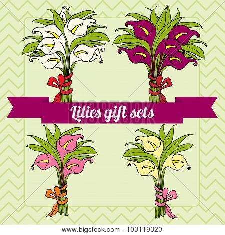 Set Of Gift Bouquets With Calla Lilies