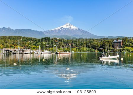 Reflection Of Villarrica Volcano, Pucon, Chile