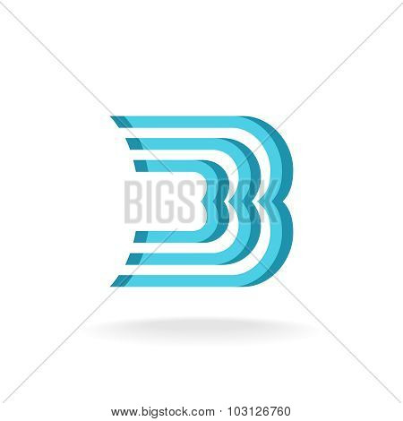 B Letter Logo Template. Parallel Lines Style.