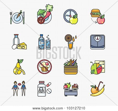 Collection of Icons on Theme Diet