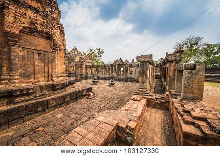 Prasat Muang Tam historical park is Castle Rock old Architecture about a thousand years ago at Buriram ProvinceThailand