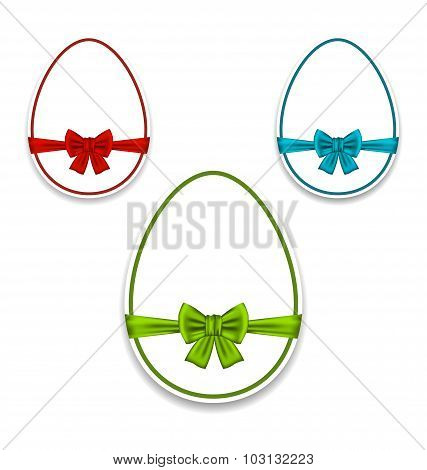 Easter set eggs wrapping colorful bows