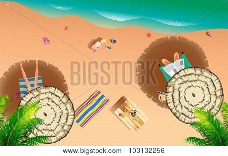 Realistic Summer Beach Of Sea Side