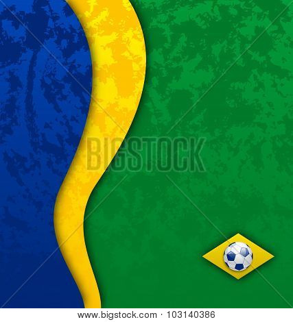 Grunge football background in Brazil flag colors
