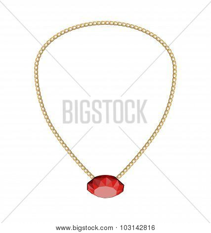 Jewelry Golden Chain with Red Diamand