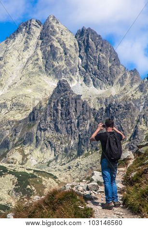 Tourist at mountains
