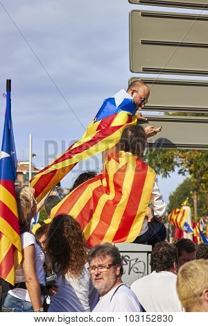 Like A Superheros At National Day Of Catalonia