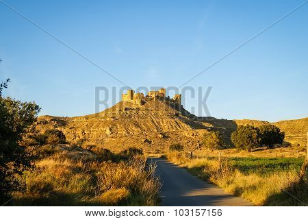 Ruins Of A Castle At Montearagon, Huesca, Aragon, Spain