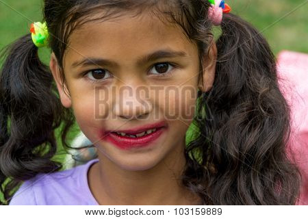 Little Gypsy Girl With Smudged Lipstick Tried To Be Pretty Model Fashion