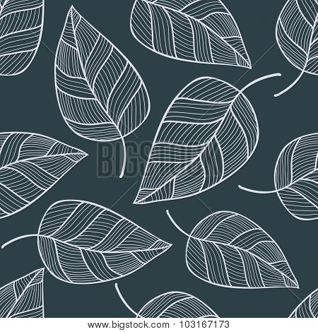 Hand Drawn Vector Seamless Pattern With Leaves