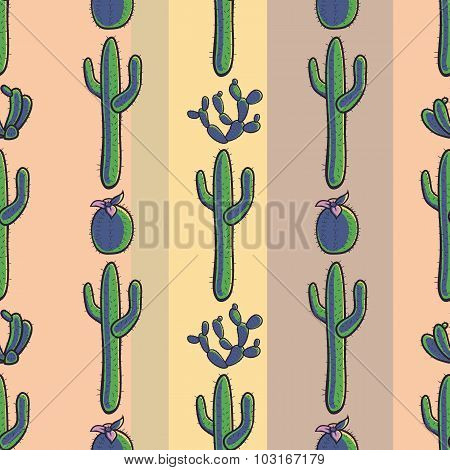 Vector Seamless Pattern With Cactus