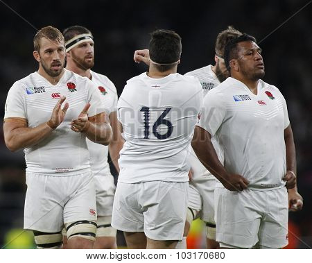 TWICKENHAM, ENGLAND - SEPTEMBER 26 2015:  The 2015 Rugby World Cup Pool A match between England and Wales at Twickenham Stadium, on September 26, 2015 in London, United Kingdom.