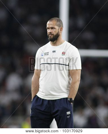 TWICKENHAM, ENGLAND - SEPTEMBER 26 2015:  The 2015 Rugby World Cup Pool A match between England and Wales at Twickenham Stadium, on September 26, 2015 in London, United Kingdom.