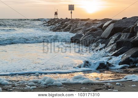 Jetty at Dawn at Virginia Beach Oceanfront