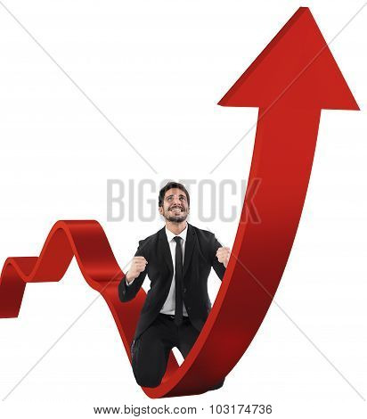 Businessman exults for economic success