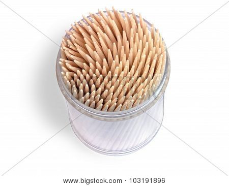 Wooden Toothpicks In A Container