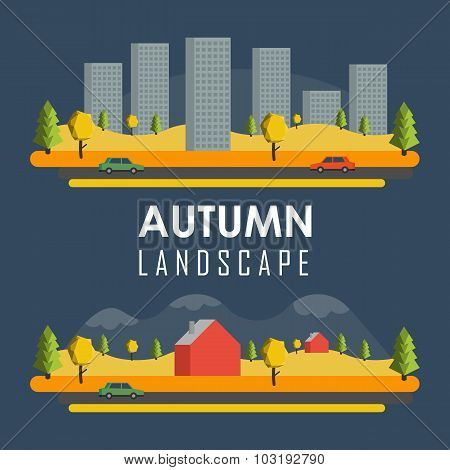 Vector rural autumn banners