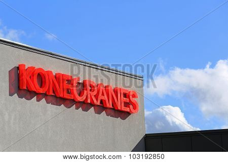 Sign Konecranes And Blue Sky Clouds