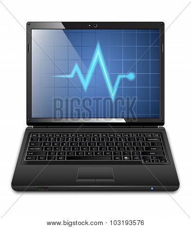 Laptop With Diagnostics Utility On The Screen 2. Vector