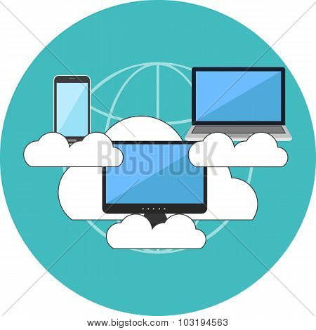 Cloud Computing Concept. Flat Design.