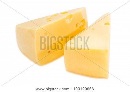 Two Pieces Of Cheese On A Light Background