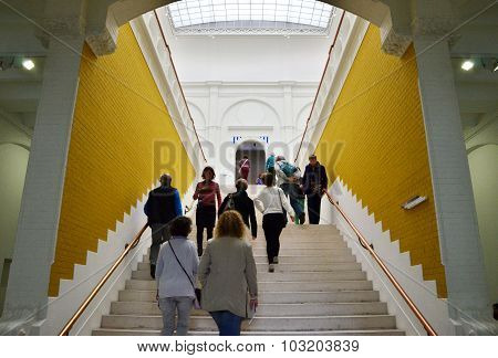 Amsterdam, Netherlands - May 6, 2015: People Visit Stedelijk Museum In Amsterdam