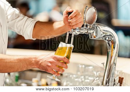 Pouring Fresh Beer.