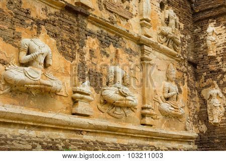 Old Pagoda Temple And Art On Wall.