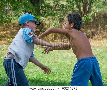 Boys Different Race Fight Against Each Other