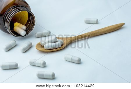 Many Pills And Tablets Isolated On White Background
