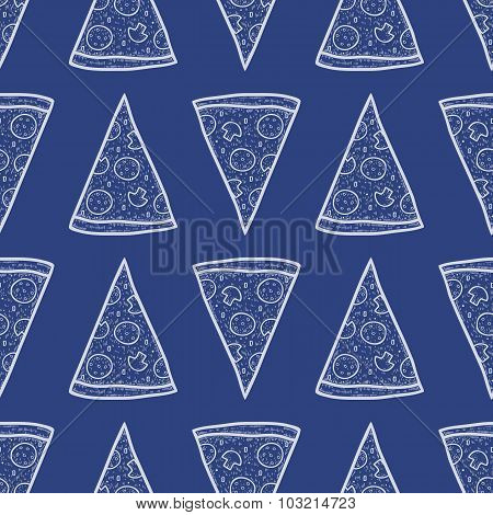 Vector Seamless Pattern With Slices Of Pizza