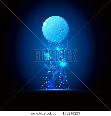 Illustration Of Soccer Cup Or Championship, Glowing Blue Concept