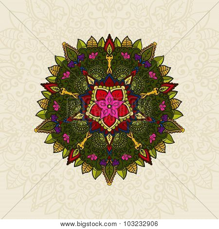 Hand drawn Mandala, Floral Design Element