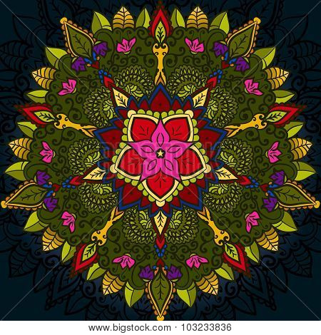 Hand drawn Mandala, Floral Design Element