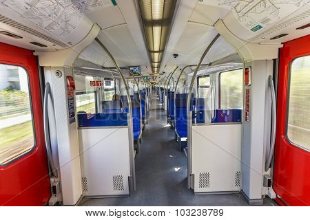 Frankfurt Am Main, Germany - September 11, 2015: Interior Of The Electric Multiple Unit Of Frankfurt