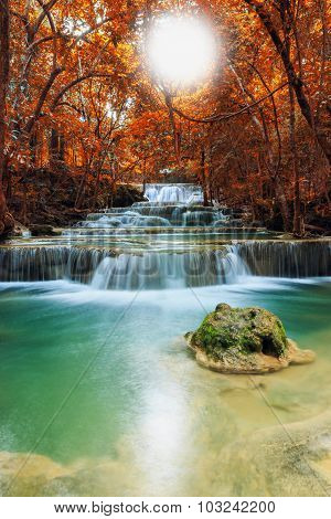 Waterfall In Autumn Forest
