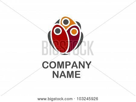 Vector company logo icon design of abstract happy member team work
