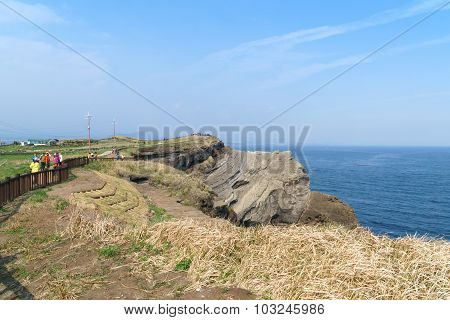 Jeju-do, Korea - April 11, 2015: Olle No. 10 Course In Songaksan In Jeju