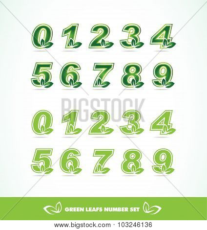 Green Leaf Logo Number Set