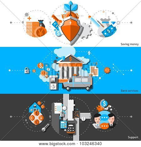Banking Horizontal Banners Set