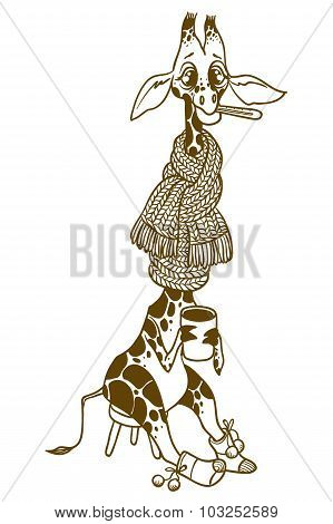 Illustration Of Cartoon Cute Giraffe