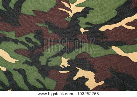 Camouflage Pattern On Fabric.