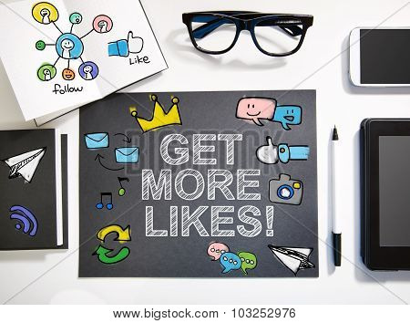 Get More Likes Concept With Black And White Workstation