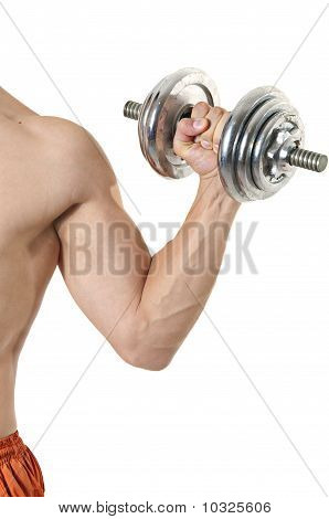 Dumbbell ile genç Muscleman eğitim